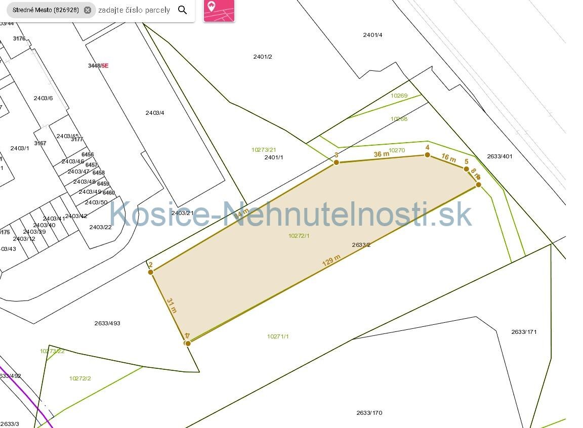 Predaj pozemok 3763 m2 Stredné Mesto – Košice