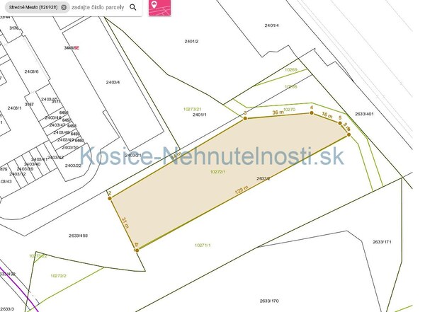 Predaj pozemok 3763 m2 Stredné Mesto – Košice