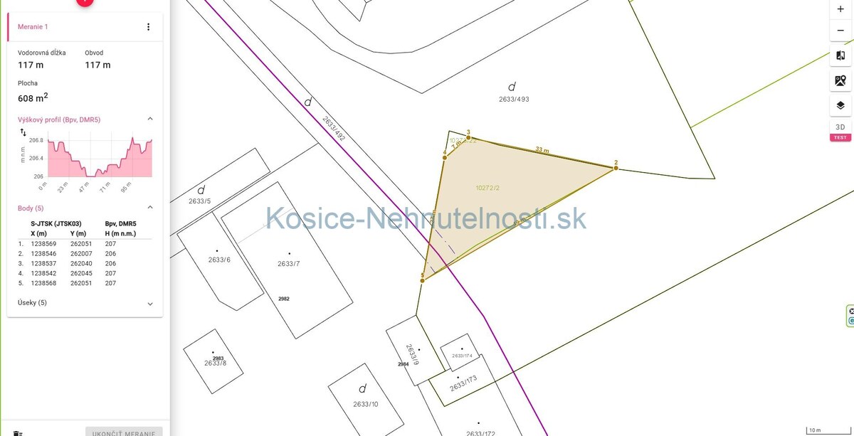 Pozemok 586 m2 Stredné Mesto – Košice